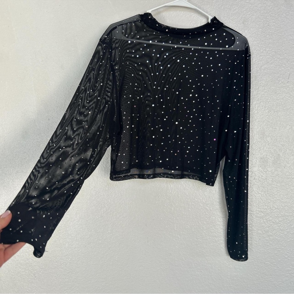 Black Sheer Long Sleeve Top
